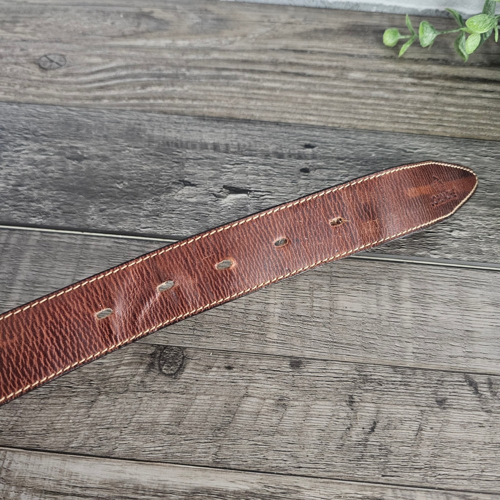 Jordache Vintage Brown Leather Western Belt Braided Leegin USA Gold Buckle 32 - Picture 8 of 11